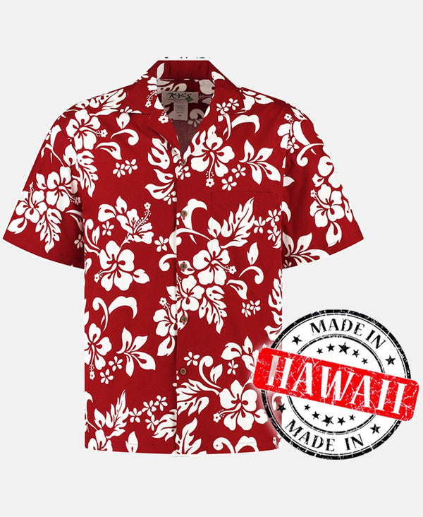 Hawaiihemd Hawaii Blumen Rot