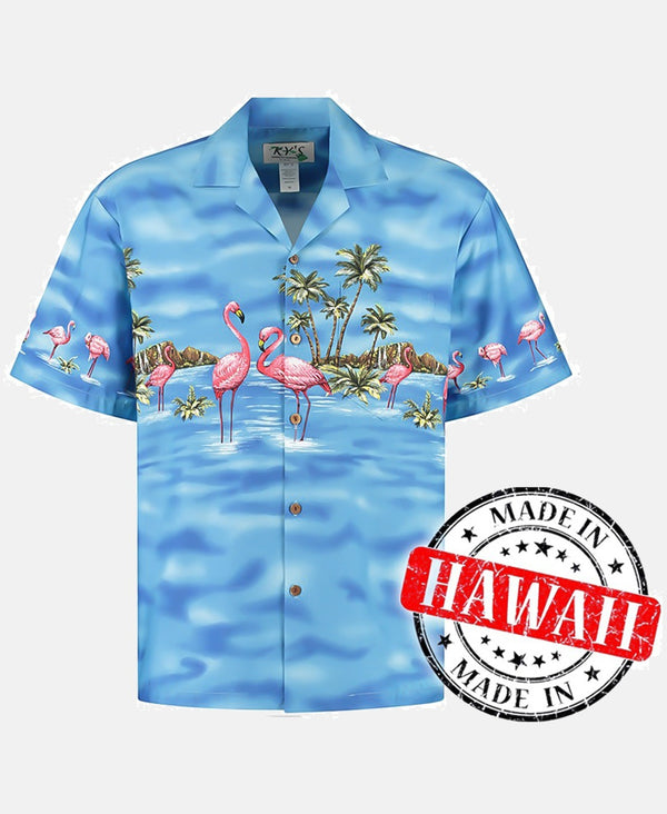 Hawaiihemd Flamingo im Wasser