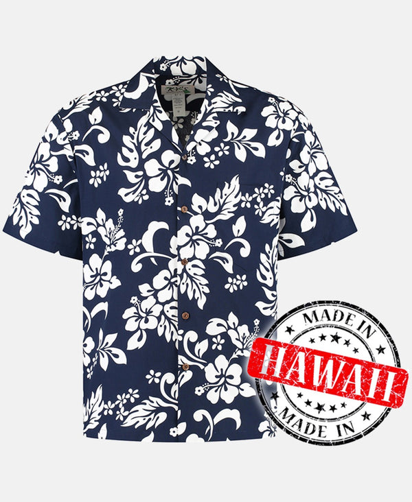 Hawaiihemd Hawaii Blumen Blau