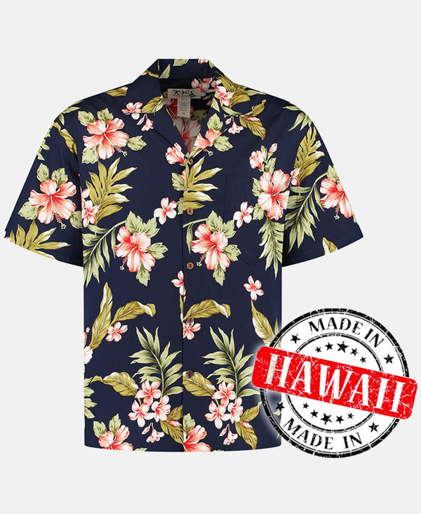 Hawaiihemd Hibiskusblau