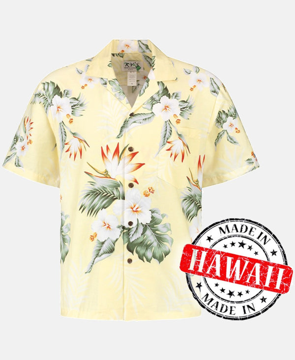 Hawaiihemd Hibiskus Gelb