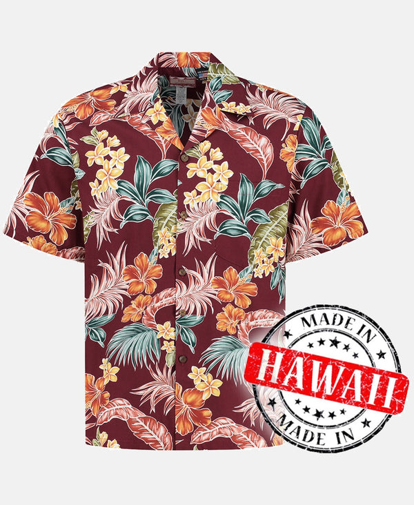 Hawaiihemd Tropische Oase Bordeaux