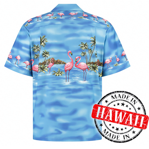  Hawaiihemd Flamingo im Wasser