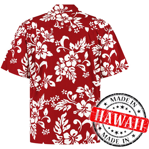 Hawaiihemd Hawaii Blumen Rot