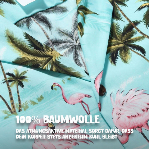 100% Baumwolle: Hawaiihemd Flamingos