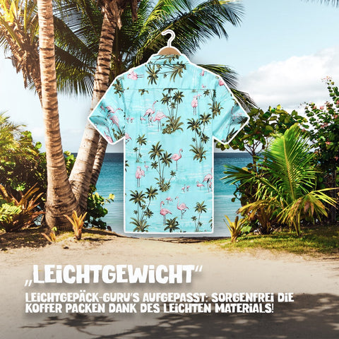 Leichtgewicht: Hawaiihemd Flamingos am Bügel, Rückseite