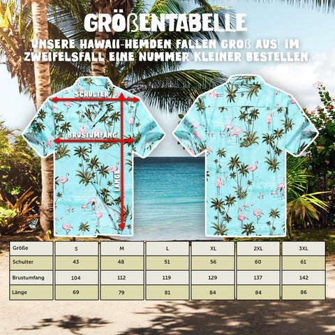 Größentabelle Hawaiihemd Flamingos
