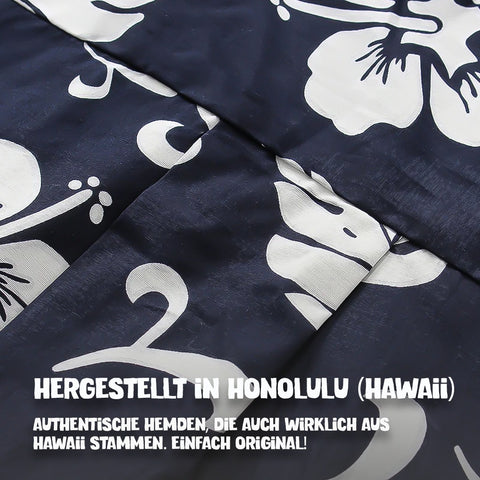Hergestellt in Honolulu (Hawaii): Hawaiihemd Hawaii Blumen Blau