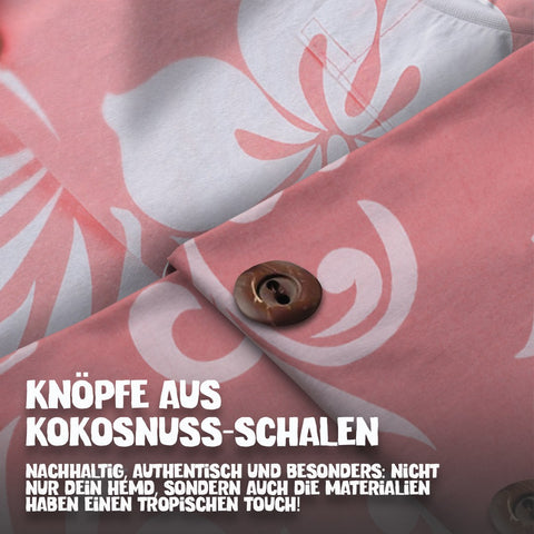 Knöpfe aus Kokosnuss-Schalen: Hawaiihemd Ferien-Flair Rosa im Detail