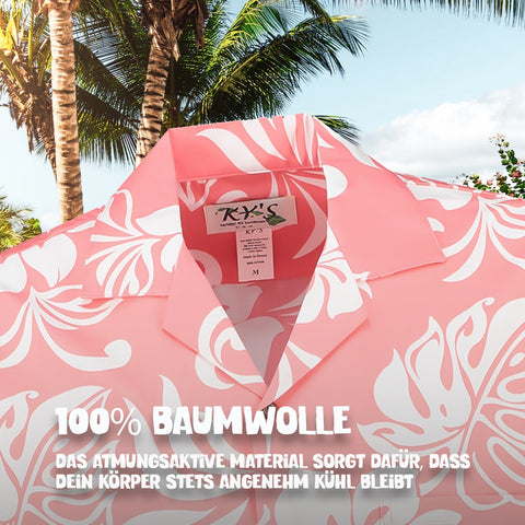 100% Baumwolle: Hawaiihemd Ferien-Flair Rosa