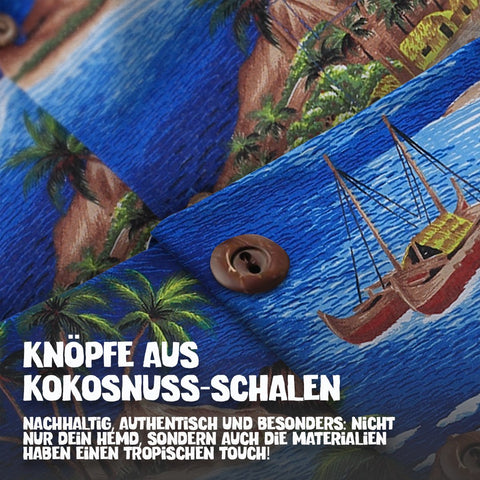 Knöpfe aus Kokosnuss-Schalen: Hawaiihemd Segeln um Hawaii im Detail