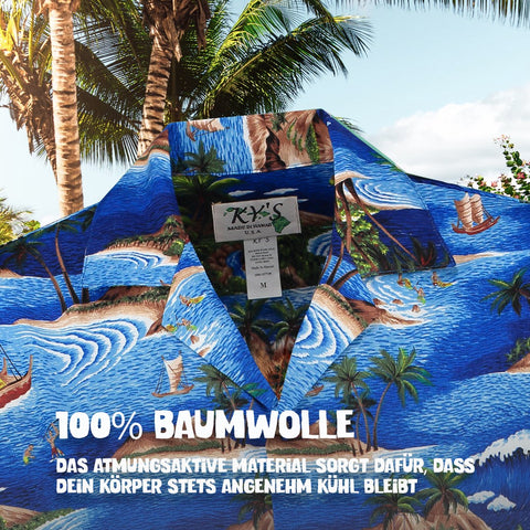 100% Baumwolle: Hawaiihemd Segeln um Hawaii