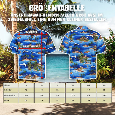 Größentabelle Hawaiihemd Segeln um Hawaii