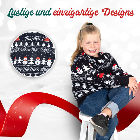 Lustige und einzigartige Designs: Weihnachtspullover Stilvolle Weihnachten für Kinder im Detail