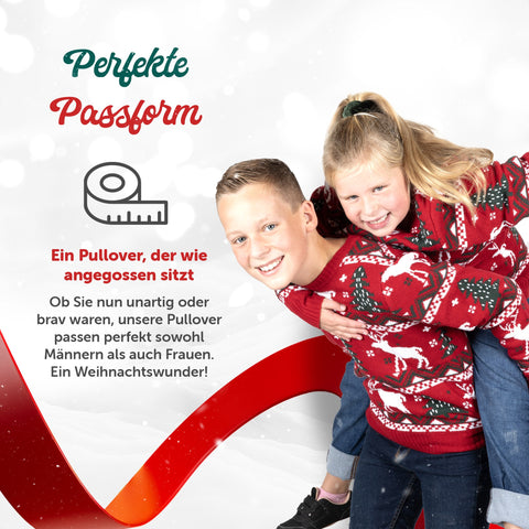 Perfekte Passform: Weihnachtspullover Gemütliches Weihnachtsrot für Kinder
