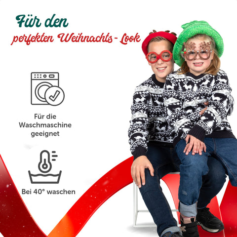Für den perfekten Weihnachts-Look: Weihnachtspullover Modernes Blau & Weiß für Kinder, für die Waschmaschine geeignet, bei 40 Grad waschen