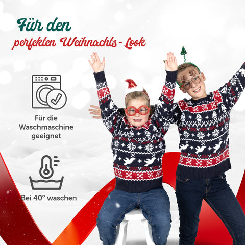 Für den perfekten Weihnachts-Look: Weihnachtspullover Traditionell & Gemütlich für Kinder, für die Waschmaschine geeignet, bei 40 Grad waschen