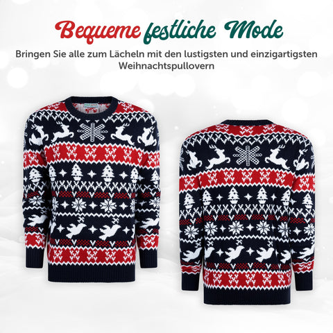 Bequeme festliche Mode: Weihnachtspullover Traditionell & Gemütlich für Kinder von vorne und hinten