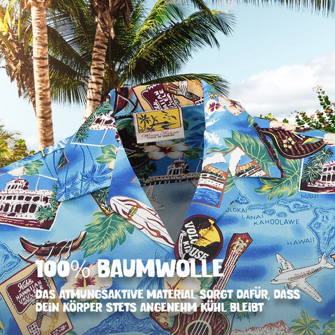 100% Baumwolle: Hawaiihemd Party auf Hawaii