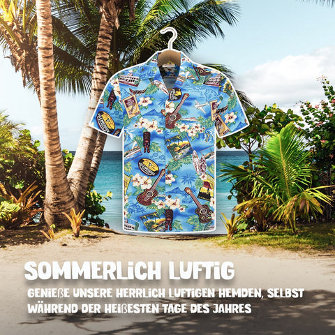 Sommerlich luftig: Hawaiihemd Party auf Hawaii am Bügel, Vorderseite