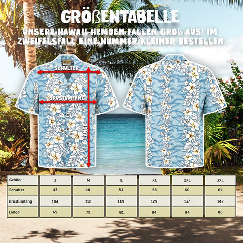 Größentabelle Hawaiihemd Ozean Oase