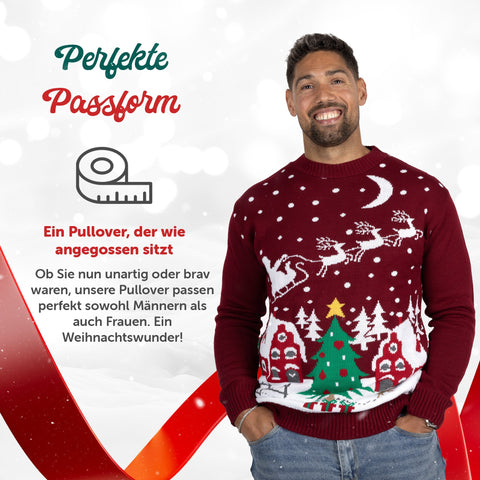 Perfekte Passform: Weihnachtspullover Gemütliche Weihnachtslandschaft für Damen und Herren