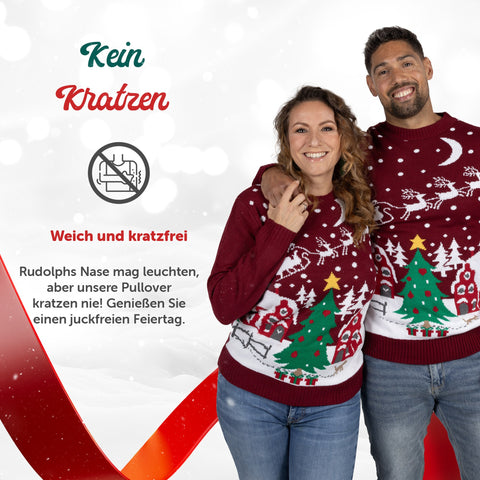 Kein Kratzen: weicher Weihnachtspullover Gemütliche Weihnachtslandschaft