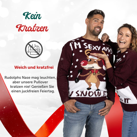 Kein Kratzen: weicher Weihnachtspullover I'm Sexy & I Snow it