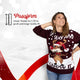 Passform Damen: Weihnachtspullover I'm Sexy & I Snow it, unser Model ist 1,70 m groß und trägt Größe M
