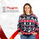 Passform Damen: Weihnachtspullover Traditionell & Gemütlich, unser Model ist 1,70 m groß und trägt Größe M