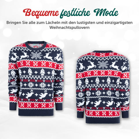 Bequeme festliche Mode: Weihnachtspullover Traditionell & Gemütlich von vorne und hinten
