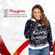 Passform Damen: Weihnachtspullover Merry Christmas Stilvoll, unser Model ist 1,70 m groß und trägt Größe M