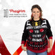 Passform Damen: Weihnachtspullover Merry Christmas Ya Filthy Animal, unser Model ist 1,70 m groß und trägt Größe M