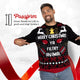 Passform Herren: Weihnachtspullover Merry Christmas Ya Filthy Animal, unser Model ist 1,85 m groß und trägt Größe L