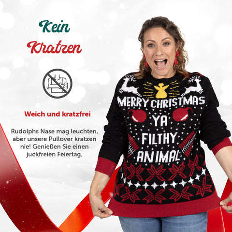 Kein Kratzen: weicher Weihnachtspullover Merry Christmas Ya Filthy Animal