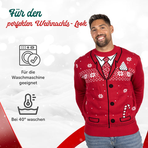 Für den perfekten Weihnachts-Look: Weihnachtspullover Schick & Klassisch, für die Waschmaschine geeignet, bei 40 Grad waschen
