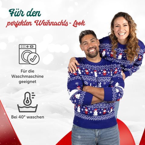 Für den perfekten Weihnachts-Look: Weihnachtspullover Let it Snow, für die Waschmaschine geeignet, bei 40 Grad waschen
