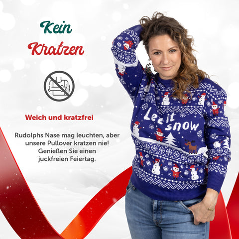 Kein Kratzen: weicher Weihnachtspullover Let it Snow