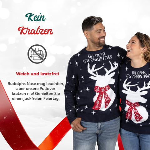 Kein Kratzen: weicher Weihnachtspullover Oh Deer It's Christmas