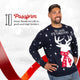Passform Herren: Weihnachtspullover Oh Deer It's Christmas, unser Model ist 1,85 m groß und trägt Größe L