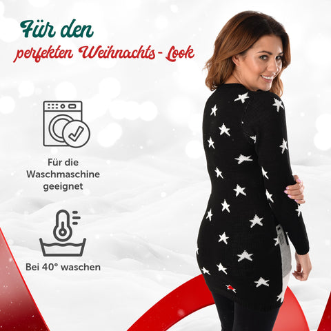 Für den perfekten Weihnachts-Look: Weihnachtskleid Weihnachtsmann bei Nacht, für die Waschmaschine geeignet, bei 40 Grad waschen
