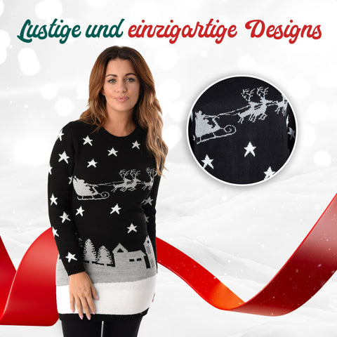 Lustige und einzigartige Designs: Weihnachtskleid Weihnachtsmann bei Nacht im Detail