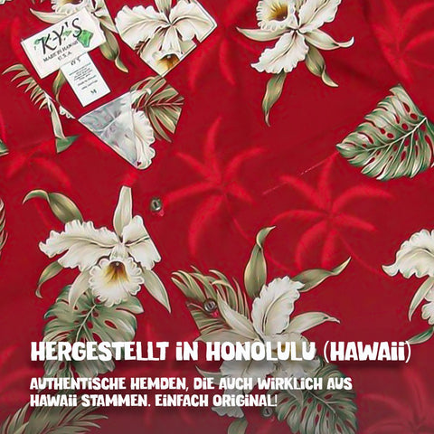 Hergestellt in Honolulu (Hawaii): Hawaiihemd Hibiskus Rot