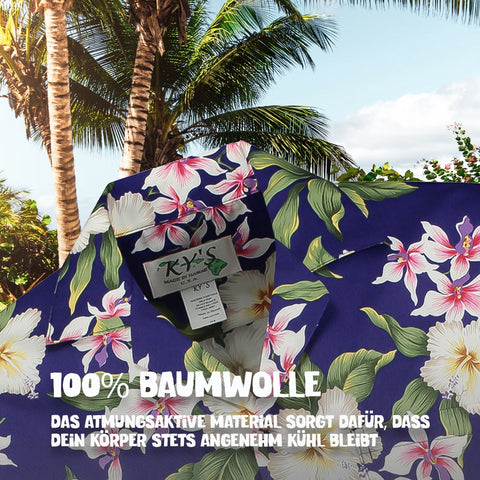 100% Baumwolle: Hawaiihemd Tropisches Lila