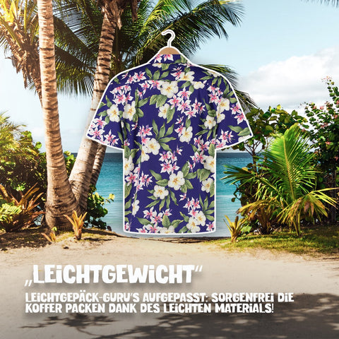 Leichtgewicht: Hawaiihemd Tropisches Lila am Bügel, Rückseite