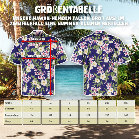 Größentabelle Hawaiihemd Tropisches Lila