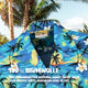100% Baumwolle: Hawaiihemd Tropisches Hawaii Blau