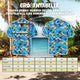 Größentabelle Hawaiihemd Tropisches Hawaii Blau