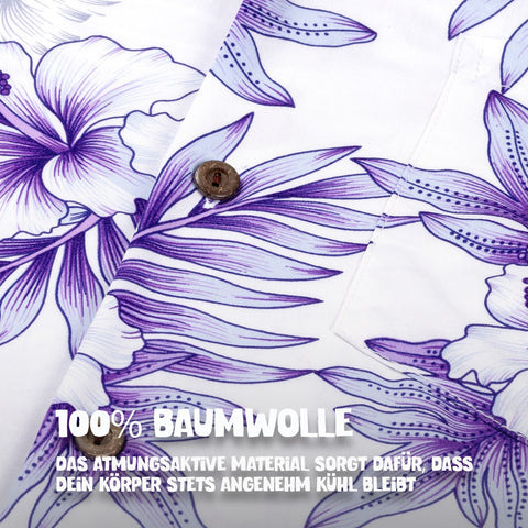 100% Baumwolle: Hawaiihemd Maui Lavendel