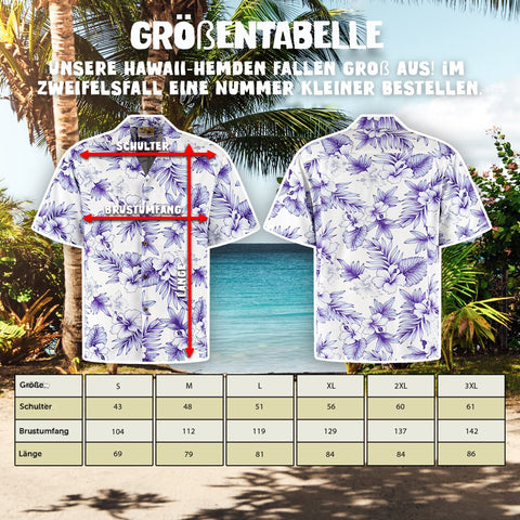 Größentabelle Hawaiihemd Maui Lavendel